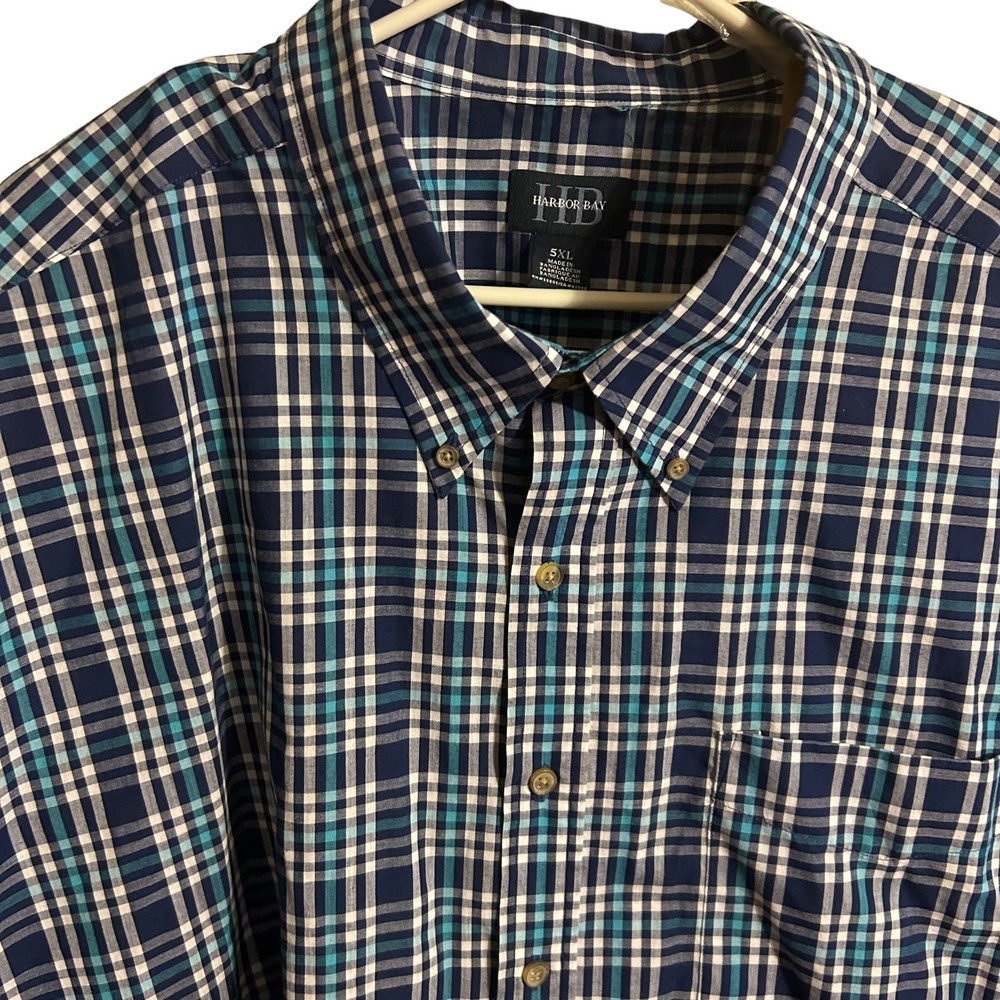 HARBOR BAY MEN SHIRT 5XL MULTICOLOR BUTTON FRONT SHORT SLEEVE POCKET BUTTON